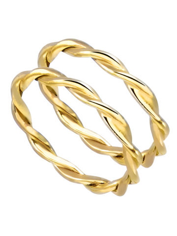 Par Aliança Casamento Ouro 18K 2mm Ipê Trança Neumond Joias